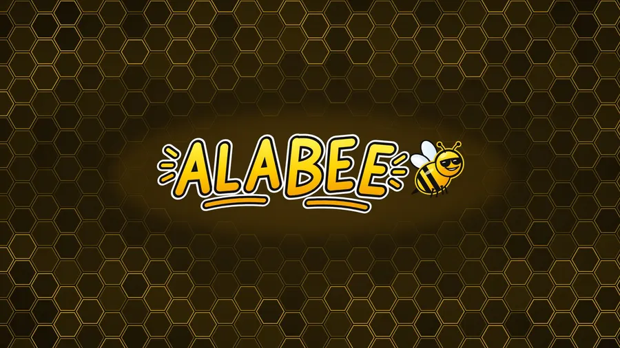 ALABEE wordmark and bee on a glowing honeycomb