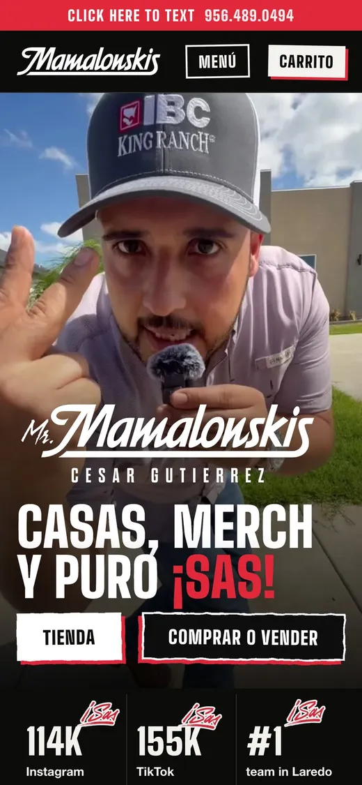 mamalonskis.com home: Cesar pointing at the camera, Casas, merch y puro ¡Sas!