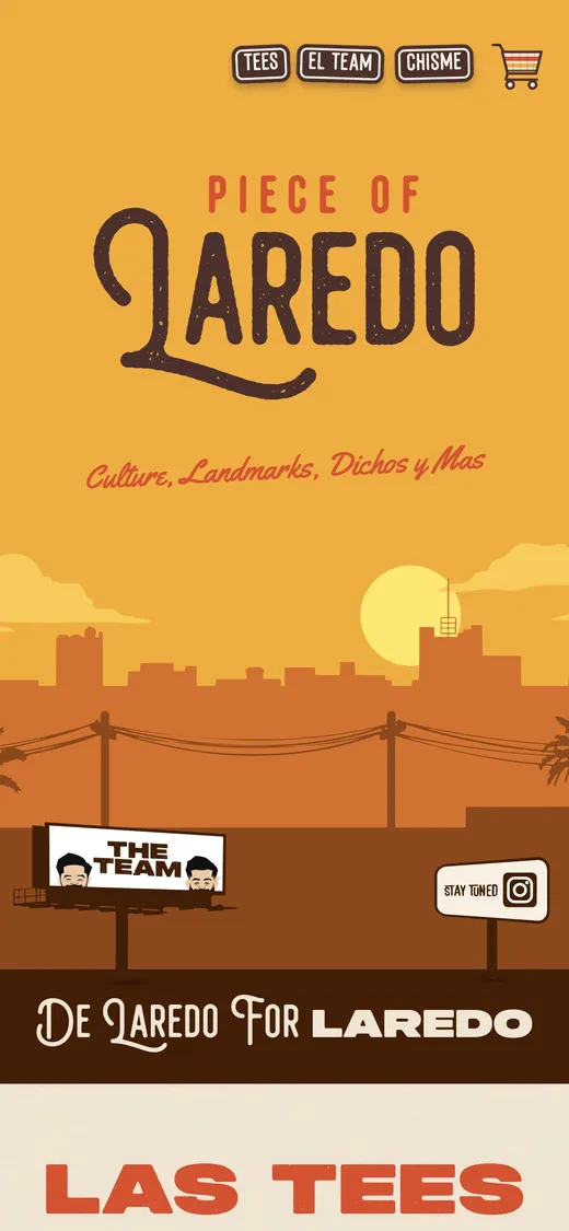 Piece of Laredo home: the wordmark over the Laredo skyline at sunset