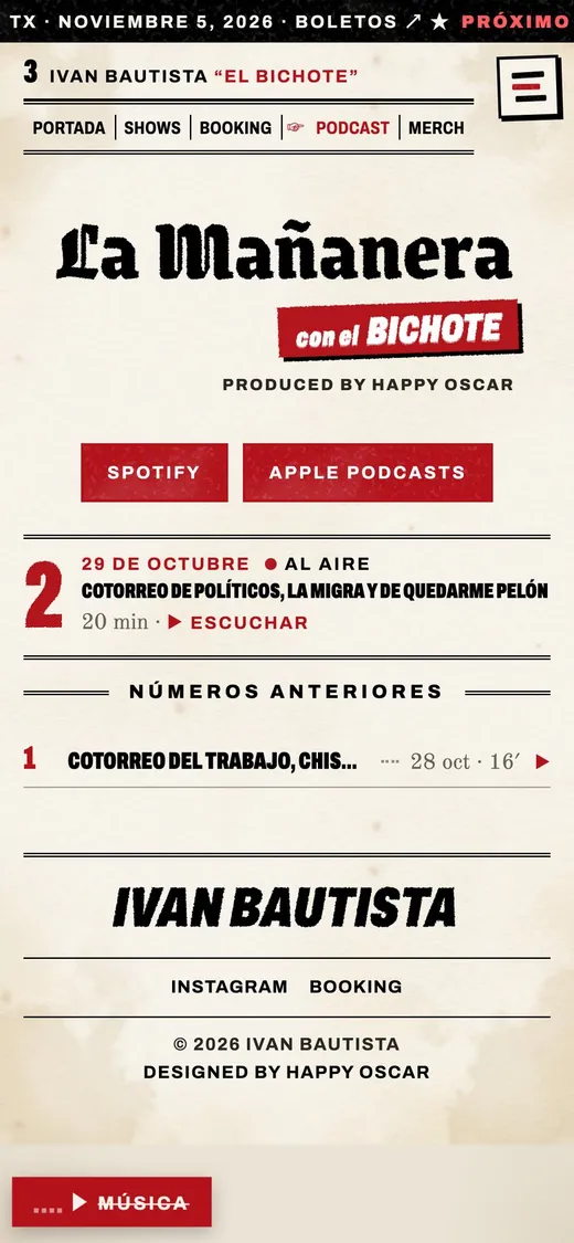 The podcast page on his site with Spotify and Apple
