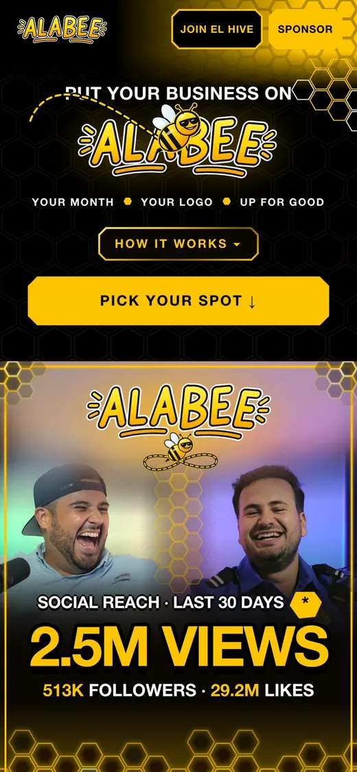 alabee.media/sponsor: 2.5M views in the last 30 days, pick your spot