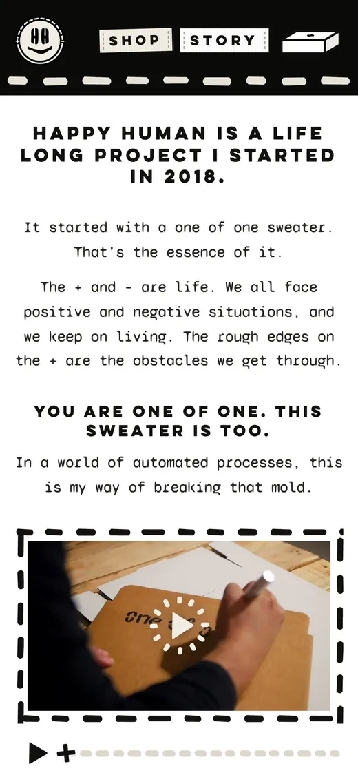 The story page: a life long project I started in 2018