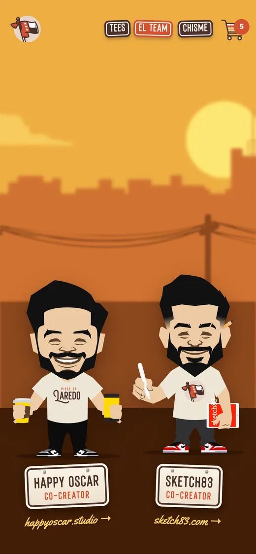 el Team: Happy Oscar and Sketch83 as cartoon characters, co-creators