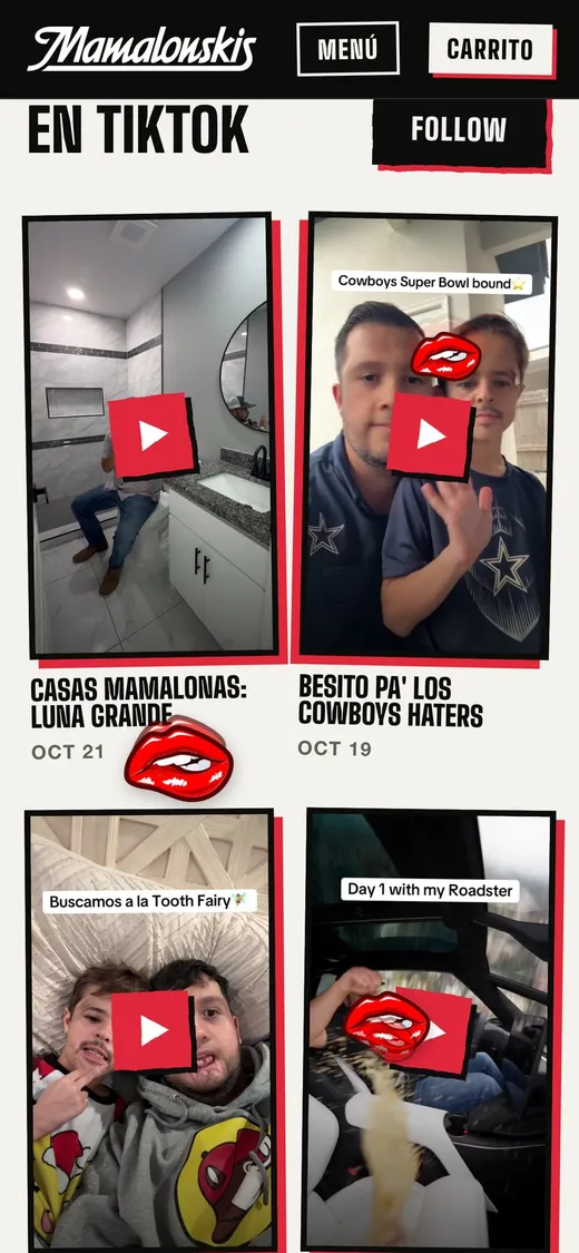En TikTok: his newest videos, with kiss lips popping where you tap