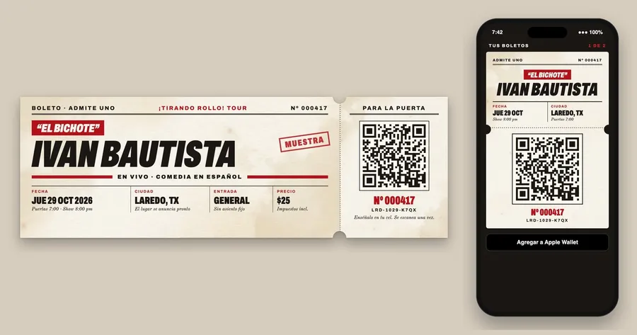 The ticket: printed stub, phone ticket and wide stub